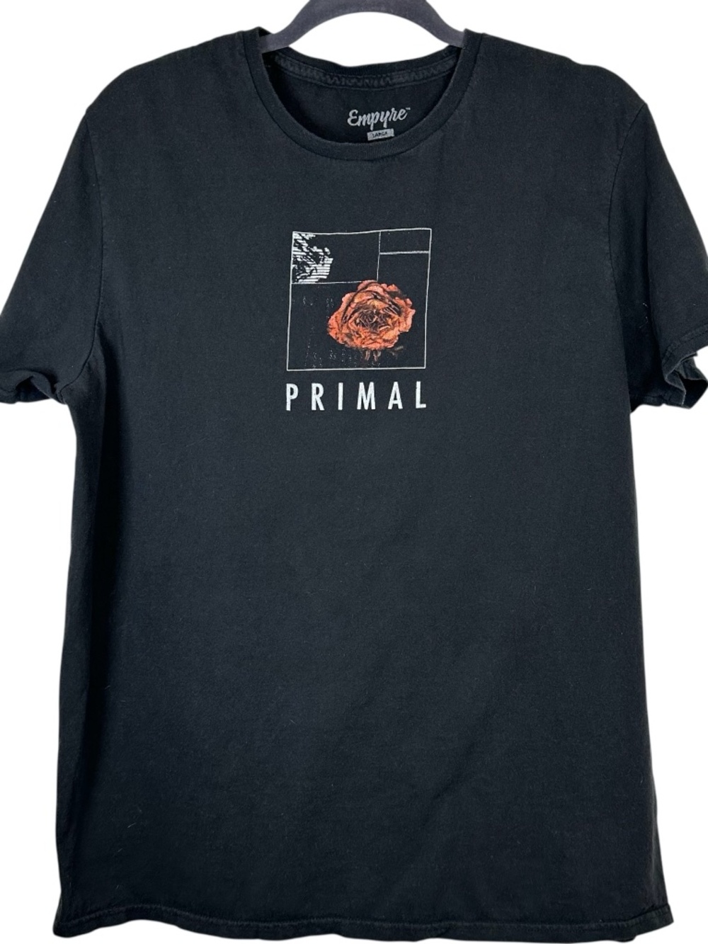 Empyre Primal T-Shirt Mens L Large Black Red Rose Graphic Tee Streetwear Zumiez